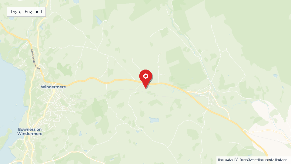 Street map of Ings, England with location pin