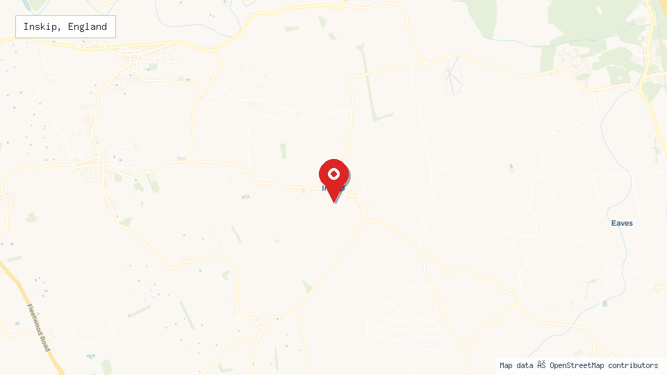 Street map of Inskip, England with location pin