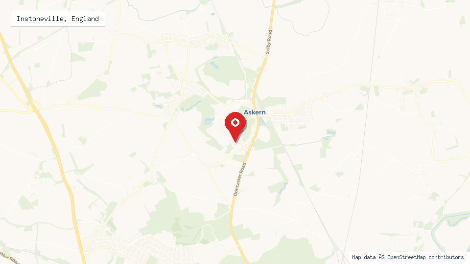 Street map of Instoneville, England with location pin