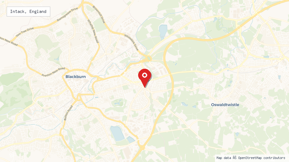 Street map of Intack, England with location pin
