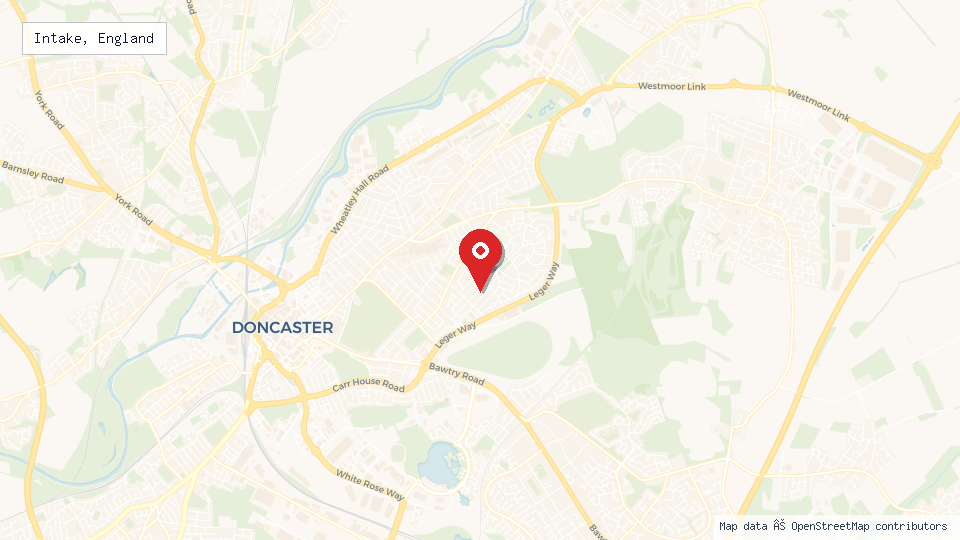 Street map of Intake, England with location pin