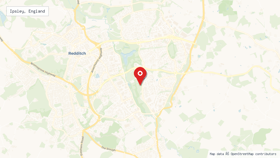 Street map of Ipsley, England with location pin