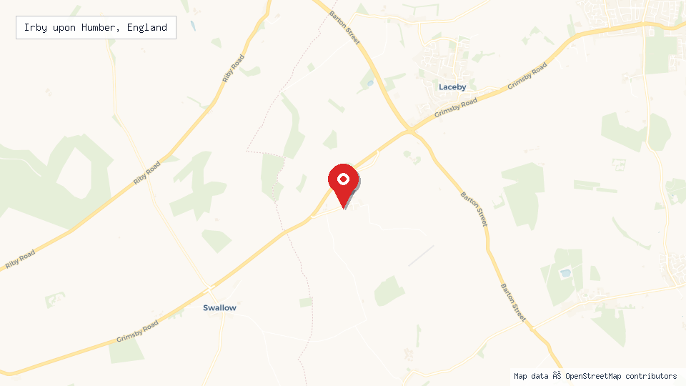 Street map of Irby upon Humber, England with location pin