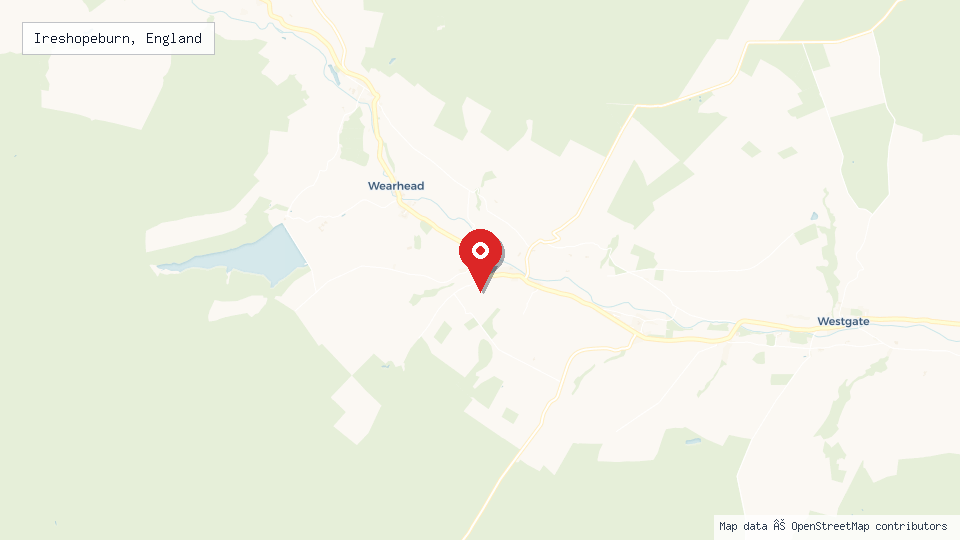 Street map of Ireshopeburn, England with location pin