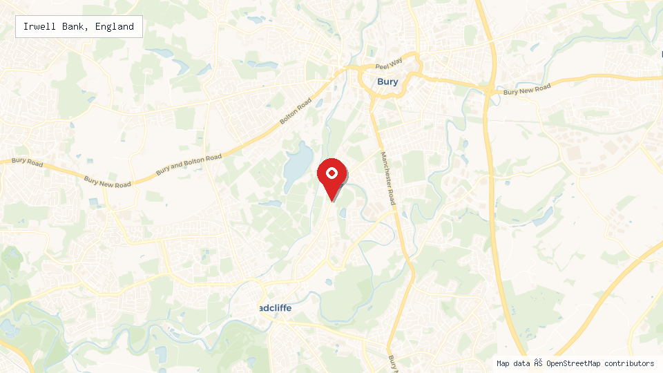 Street map of Irwell Bank, England with location pin