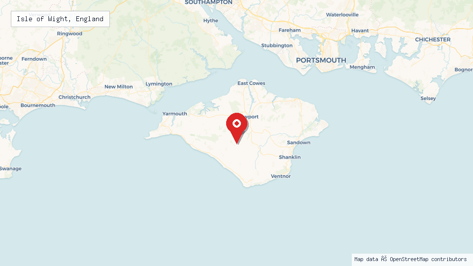 Street map of Isle of Wight, England with location pin
