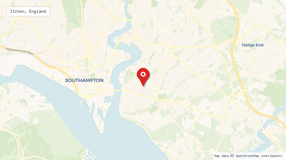 Street map of Itchen, England with location pin