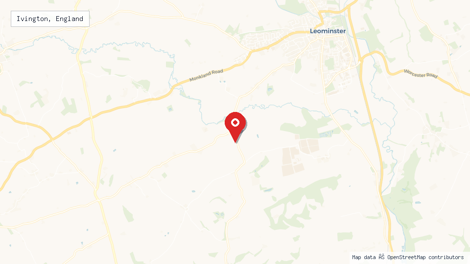 Street map of Ivington, England with location pin