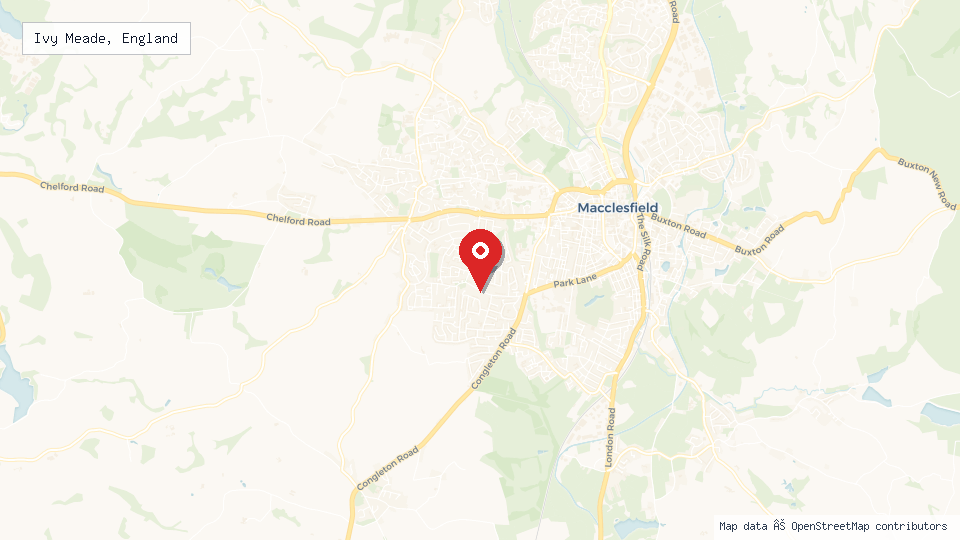 Street map of Ivy Meade, England with location pin