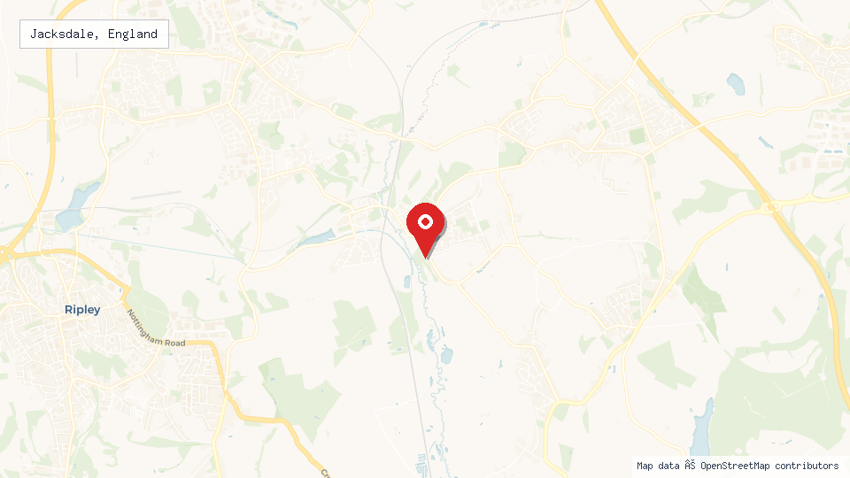 Street map of Jacksdale, England with location pin