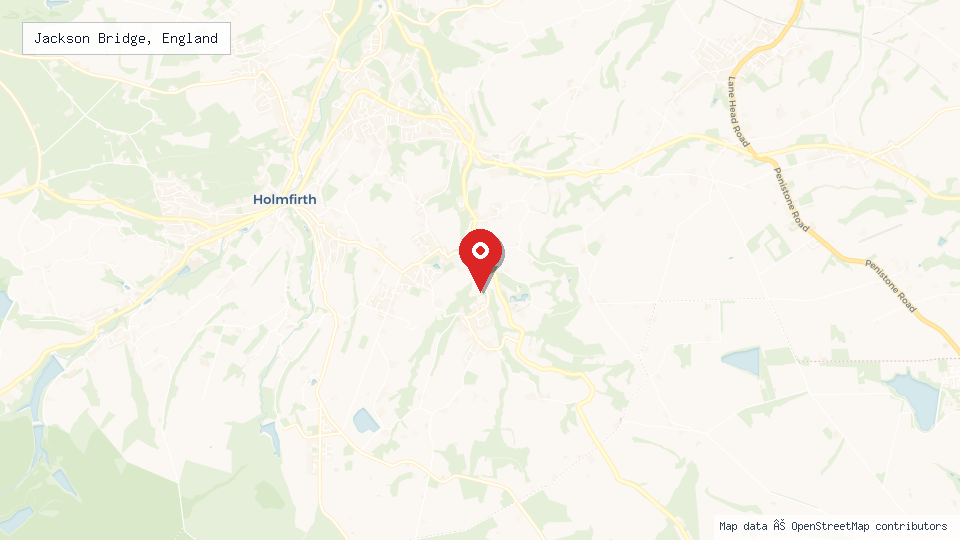Street map of Jackson Bridge, England with location pin