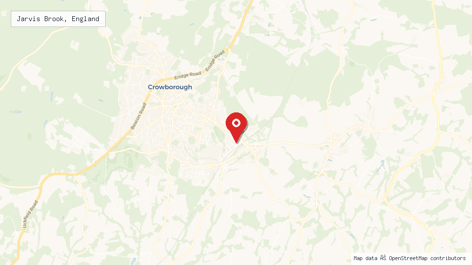 Street map of Jarvis Brook, England with location pin