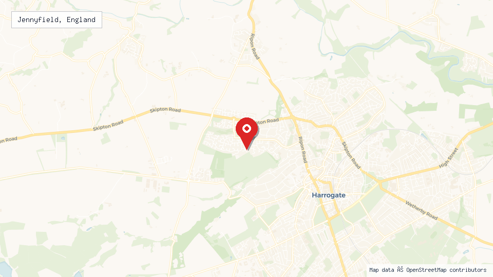 Street map of Jennyfield, England with location pin