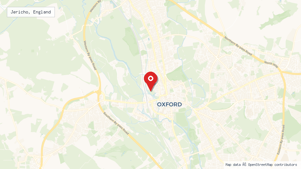Street map of Jericho, England with location pin