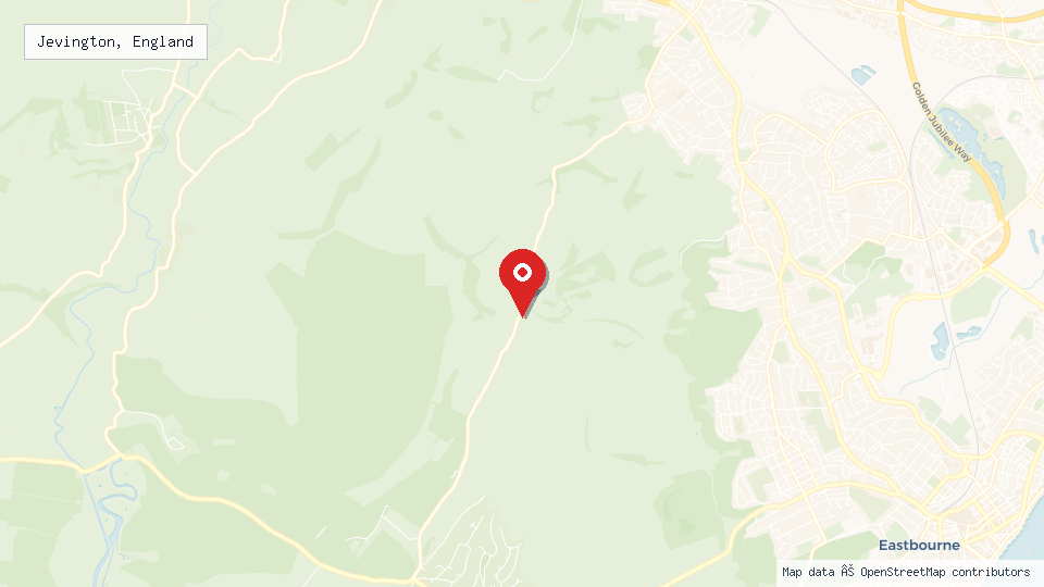 Street map of Jevington, England with location pin