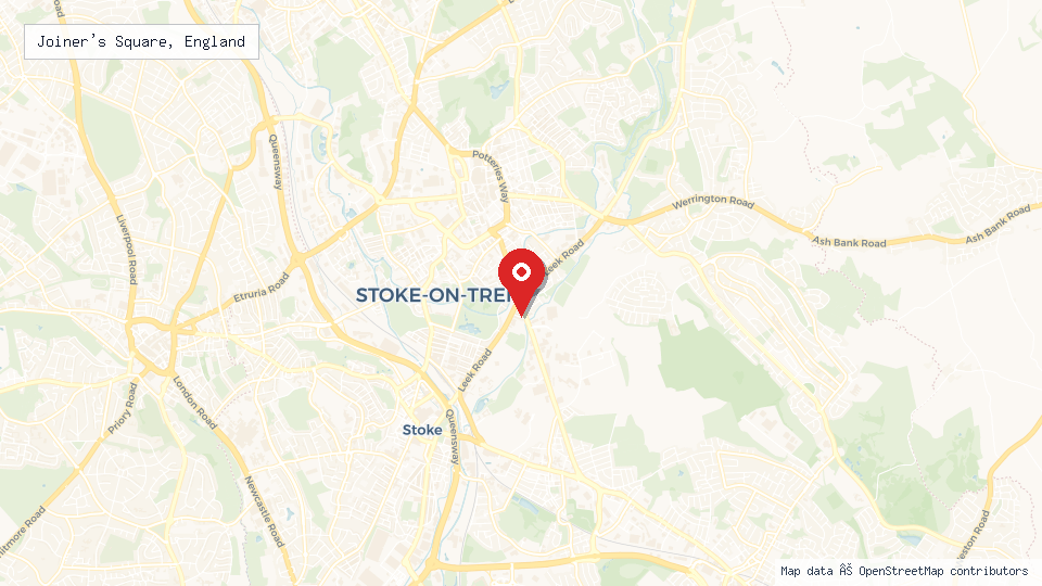 Street map of Joiner's Square, England with location pin