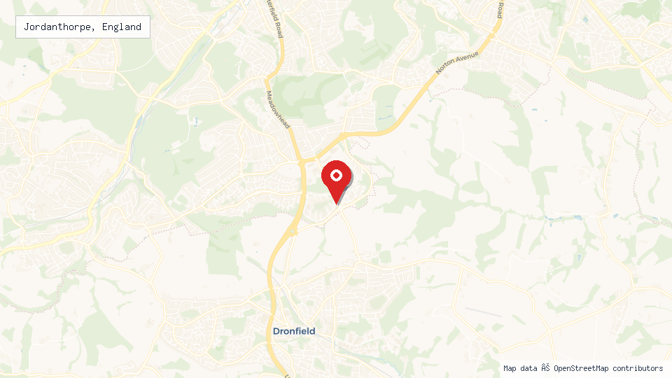 Street map of Jordanthorpe, England with location pin