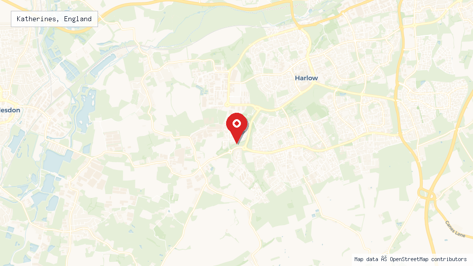 Street map of Katherines, England with location pin