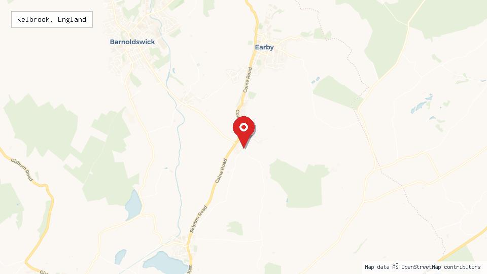 Street map of Kelbrook, England with location pin