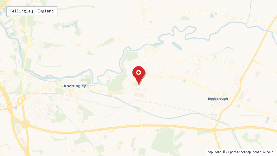 Street map of Kellingley, England with location pin