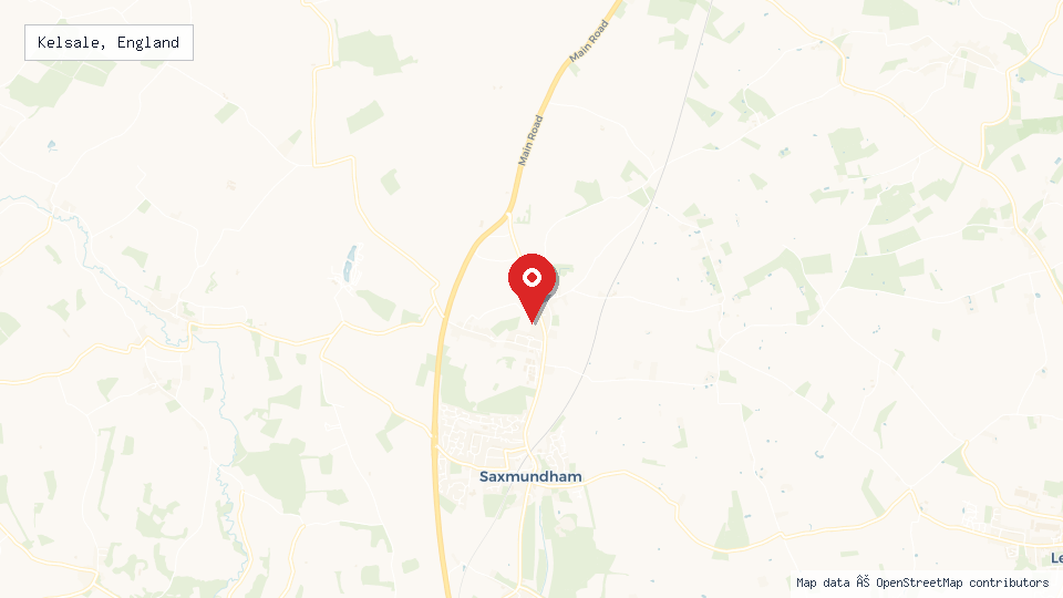 Street map of Kelsale, England with location pin
