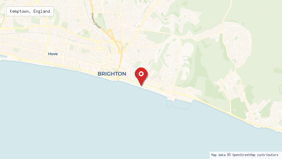 Street map of Kemptown, England with location pin