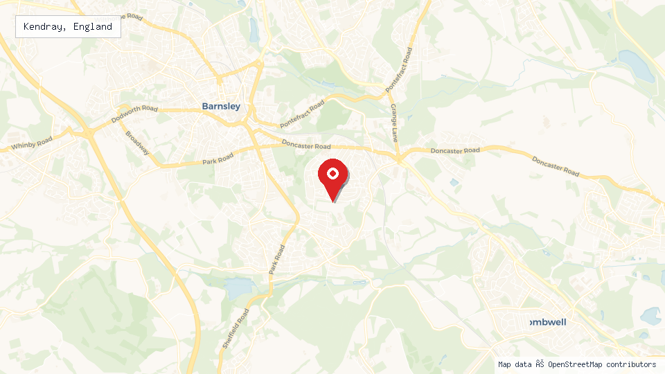 Street map of Kendray, England with location pin