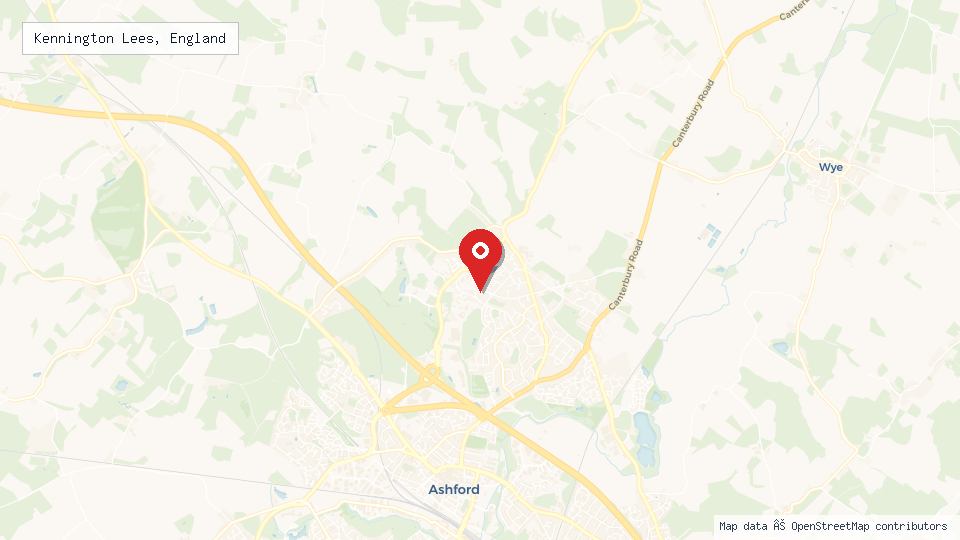 Street map of Kennington Lees, England with location pin