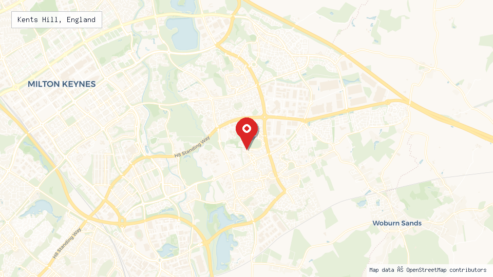 Street map of Kents Hill, England with location pin