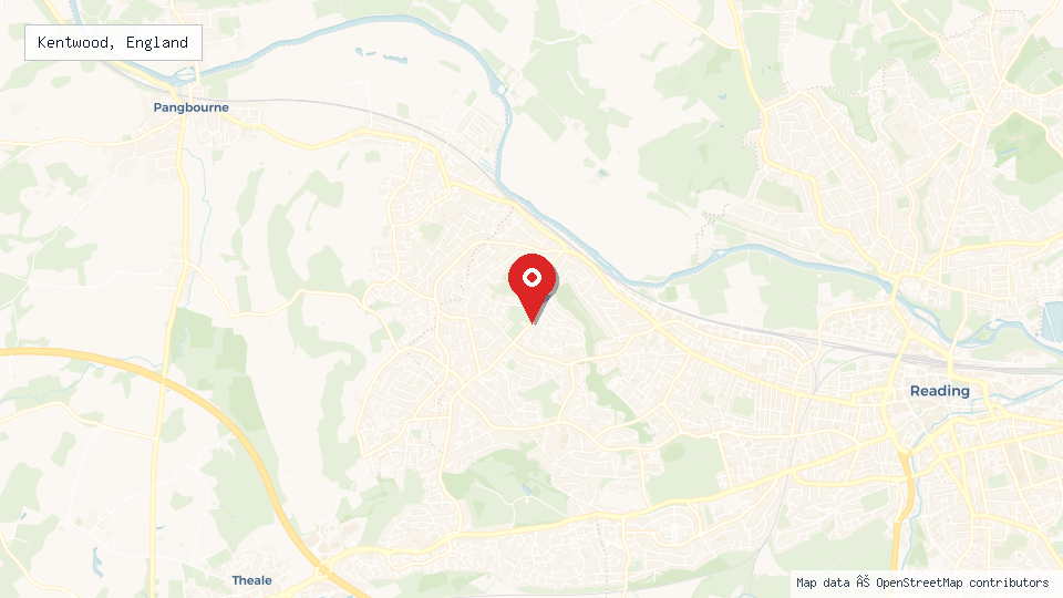 Street map of Kentwood, England with location pin