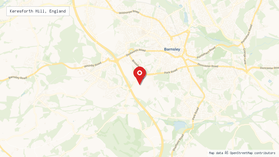 Street map of Keresforth Hill, England with location pin