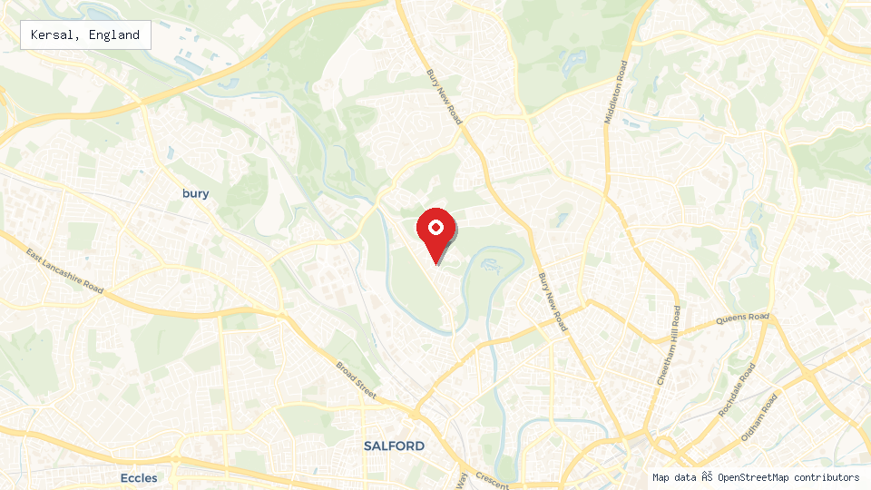 Street map of Kersal, England with location pin