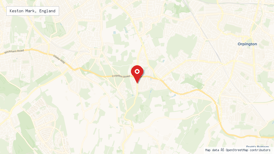 Street map of Keston Mark, England with location pin