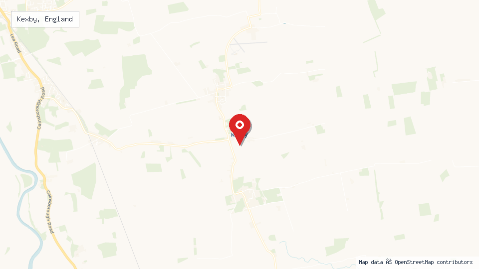 Street map of Kexby, England with location pin