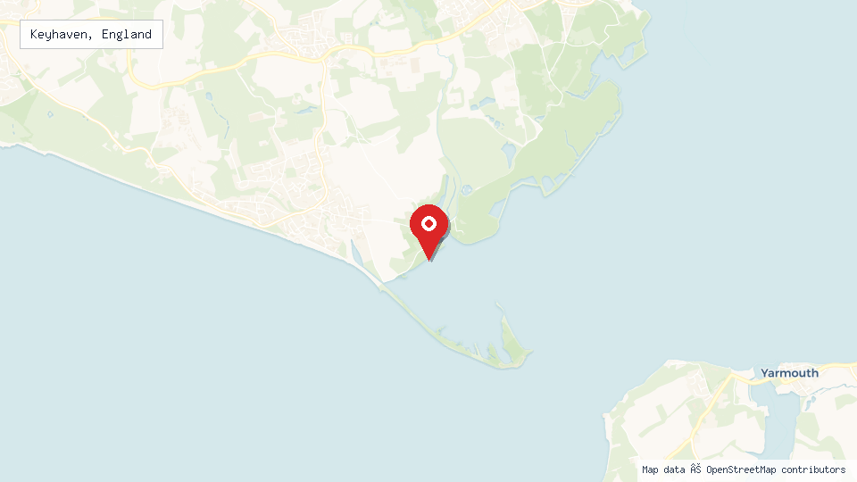 Street map of Keyhaven, England with location pin