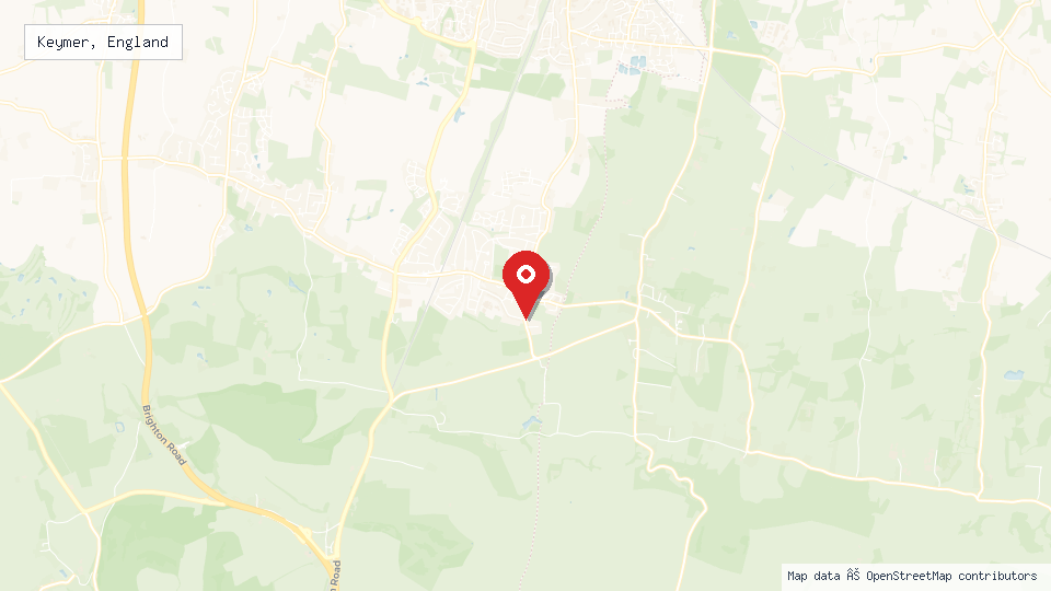 Street map of Keymer, England with location pin