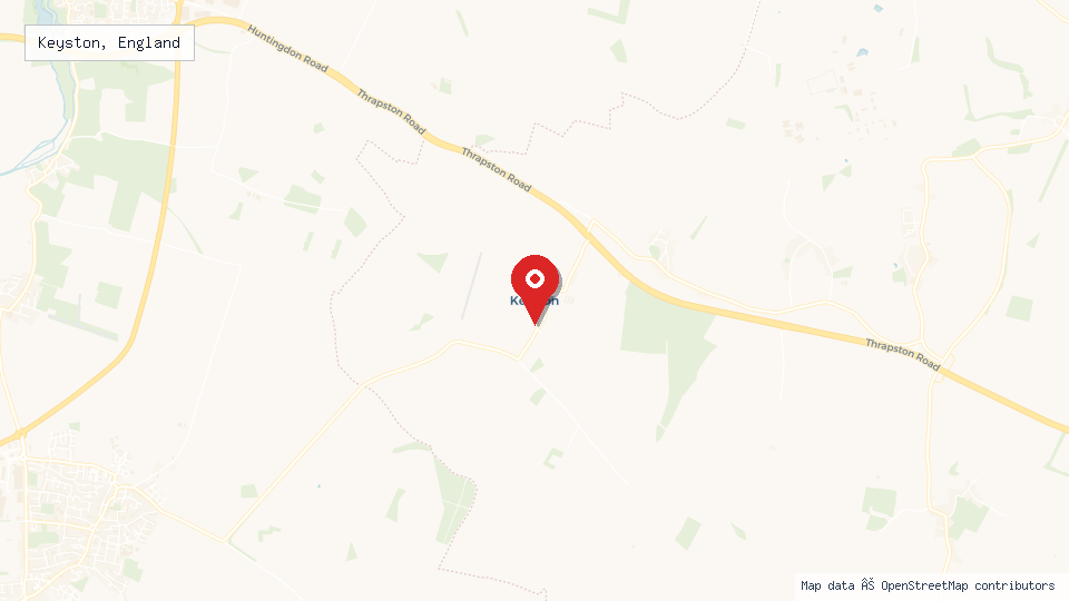 Street map of Keyston, England with location pin