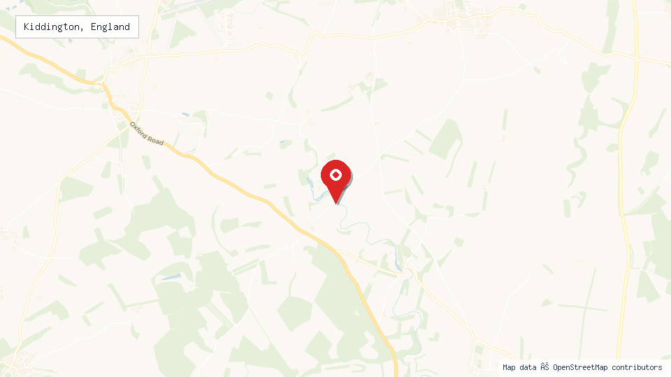 Street map of Kiddington, England with location pin