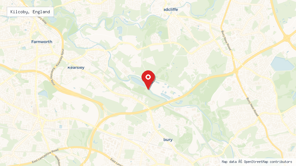 Street map of Kilcoby, England with location pin