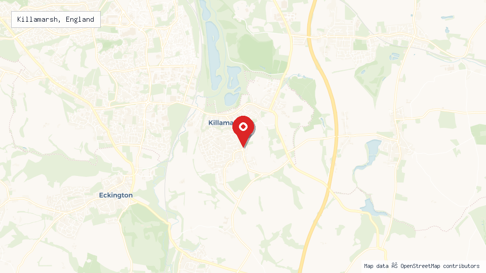 Street map of Killamarsh, England with location pin