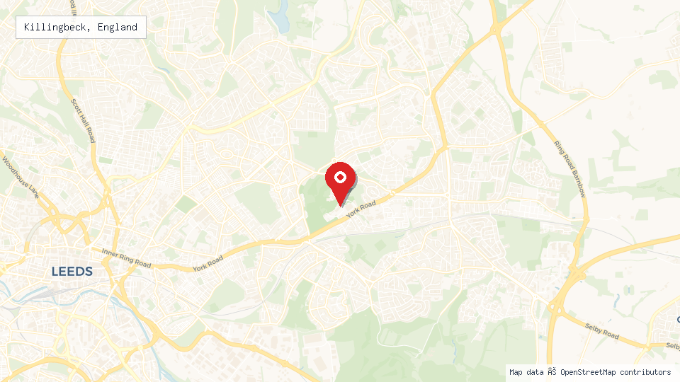 Street map of Killingbeck, England with location pin