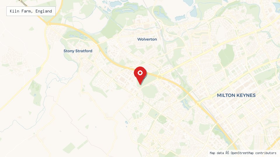 Street map of Kiln Farm, England with location pin