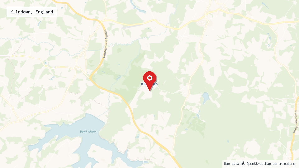 Street map of Kilndown, England with location pin