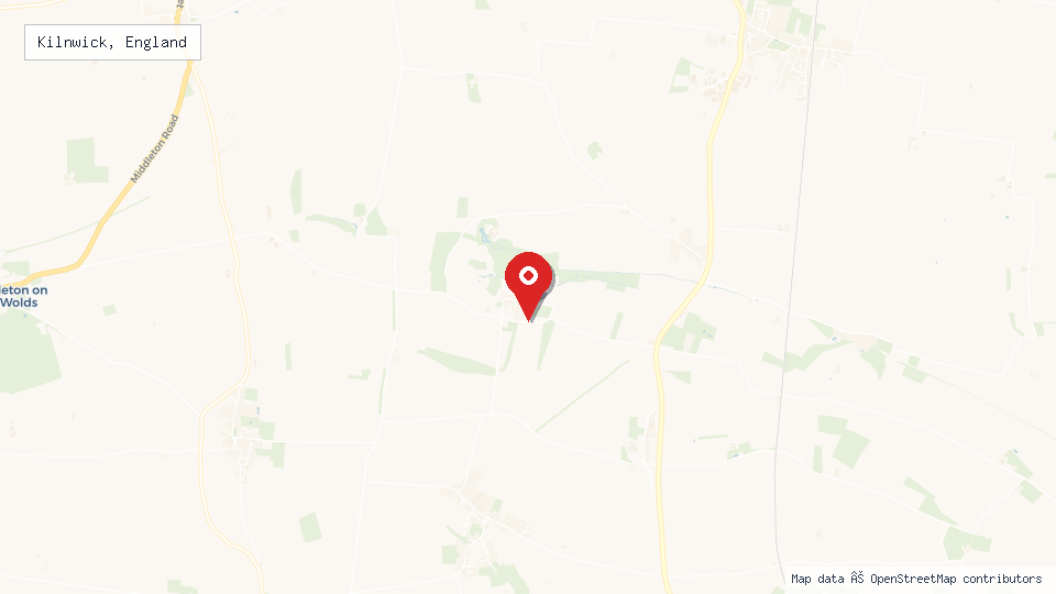 Street map of Kilnwick, England with location pin