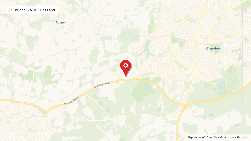 Street map of Kilnwood Vale, England with location pin
