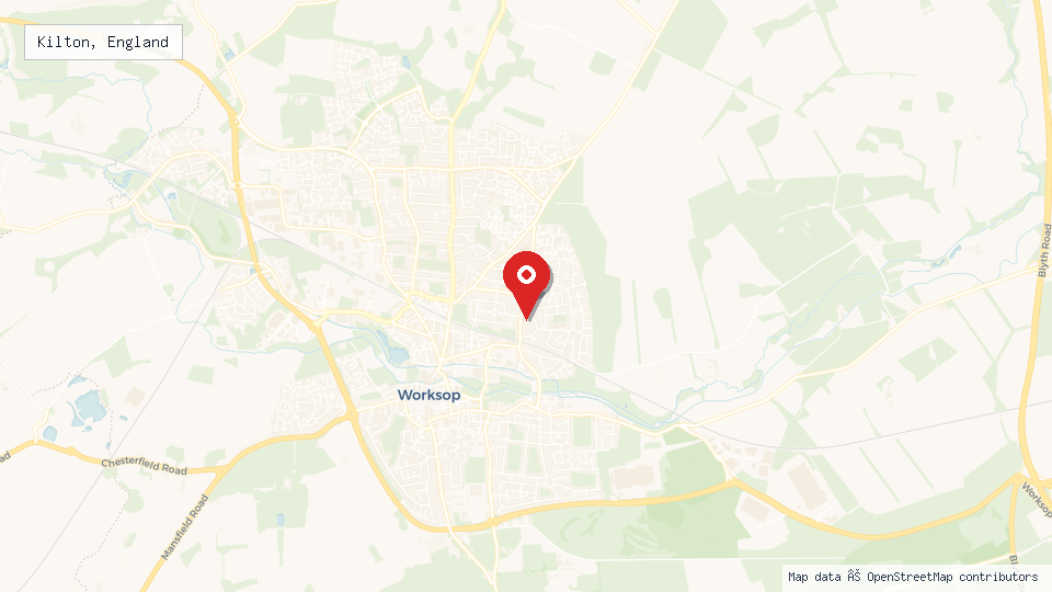 Street map of Kilton, England with location pin