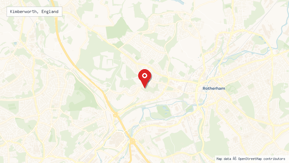 Street map of Kimberworth, England with location pin
