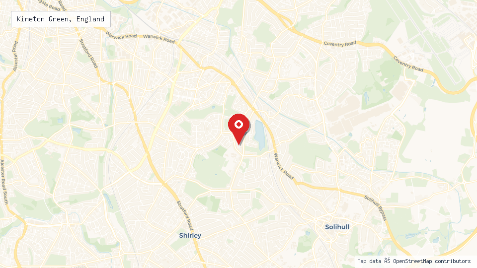 Street map of Kineton Green, England with location pin