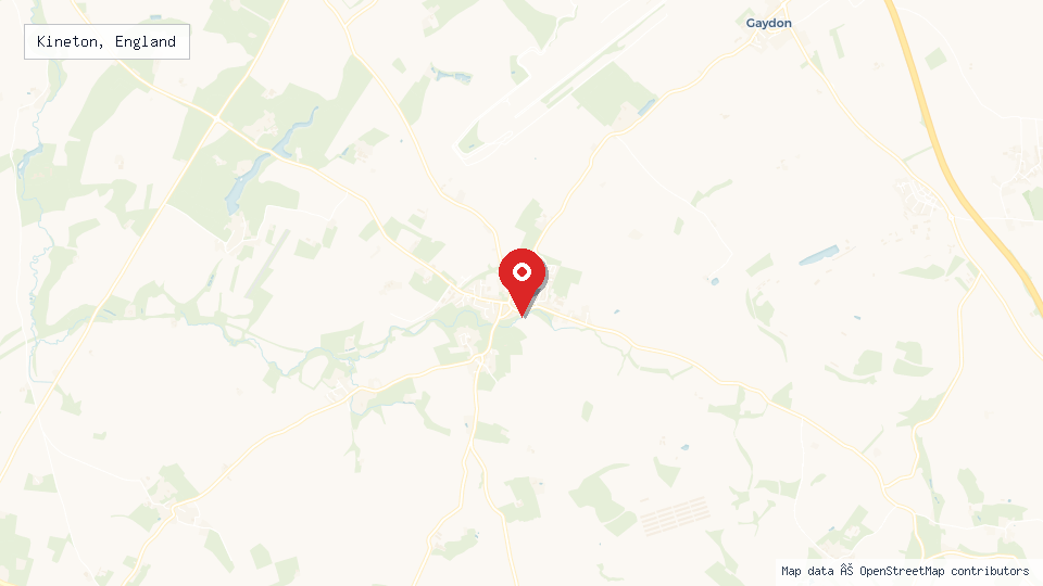 Street map of Kineton, England with location pin