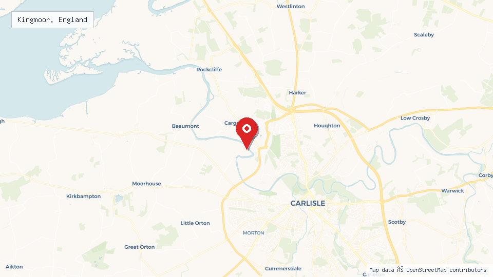 Street map of Kingmoor, England with location pin